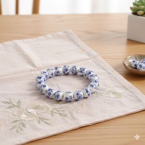 Blue Willow China Inspired Floral Bracelet